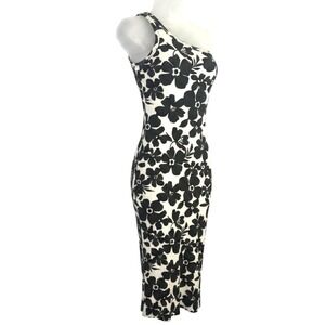 Volcom Coco Ho Black And  White Floral Asymmetrical Dress‎ Sz XS (US 0-2)